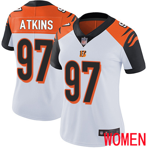 Cincinnati Bengals Limited White Women Geno Atkins Road Jersey NFL Footballl #97 Vapor Untouchable->women nfl jersey->Women Jersey